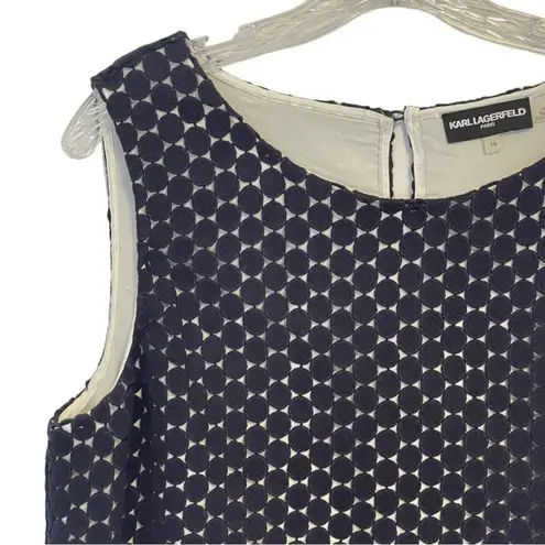 Karl Lagerfeld Navy Crochet 2 Piece Set Top and Skirt, Size 16