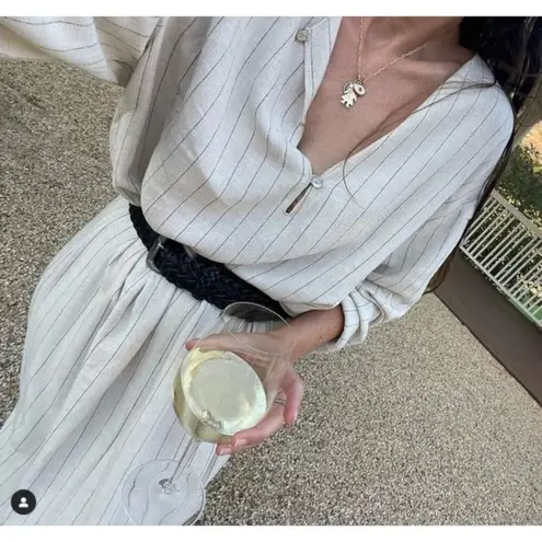 💕DONNI.💕 Pinstripe Tunic Dress ~ Linen Blend Dune Small White