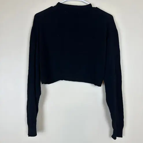 ZARA  Women's Crew Neck Pullover Crop Sweatshirt Long Sleeve Black Size Small