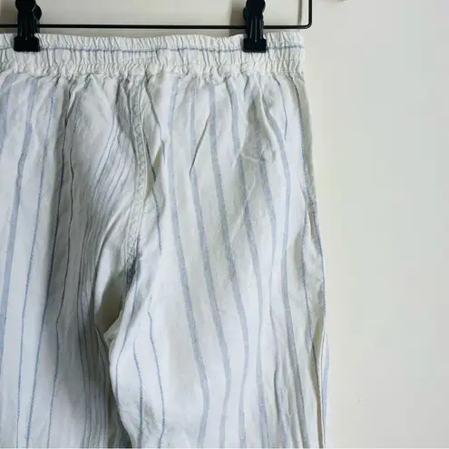 Faherty 100% Linen Pants White Blue Striped size XS Drawstring Lightweight