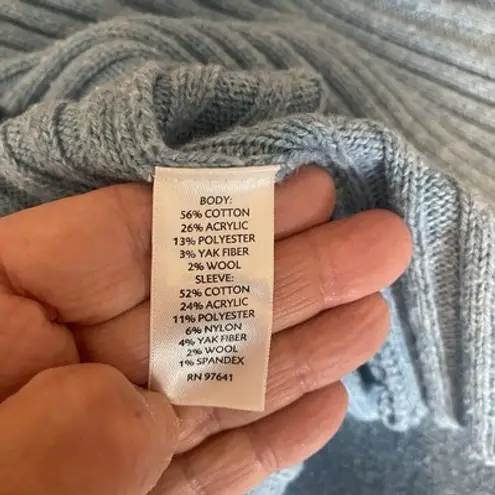 J. Jill Pure Size Large Petite Cardigan Blue Stone Drop Shoulder Ribbed Sweater