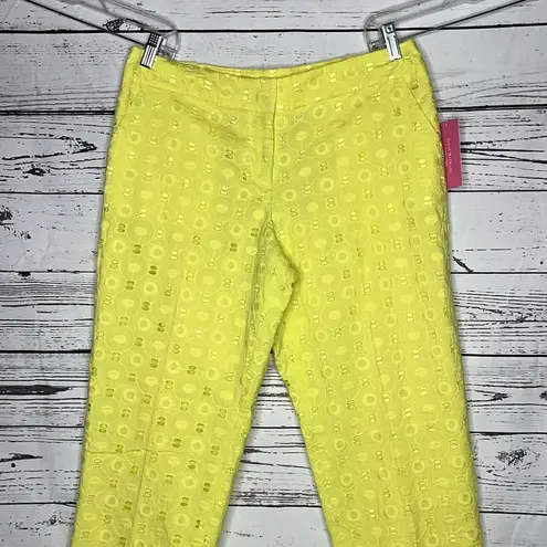 Isaac Mizrahi New York NWT Size 12 Citron Yellow Eyelet South Hampton Crop Pants