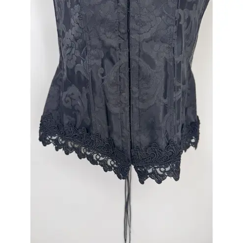 Fredricks of Hollywood Victorian Whimsigoth Corset Womens 36 Black Floral Lace