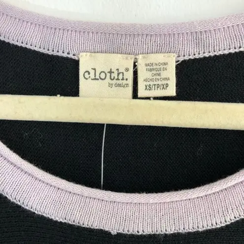 Cloth by Design New Convertible Side Slit Sweater Contrast Trim Black Purple