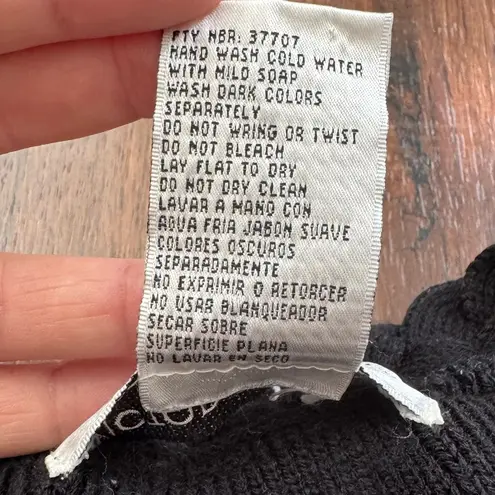 VICTORIA JONES Petite black knit cardigan with braided accent, size Large