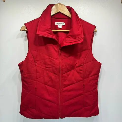 Coldwater Creek Red Quilted Zip Front Vest with Zipper Pockets Size Medium 10-12