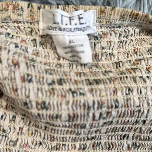 Cream Puff Sleeve Ruffled Crop Blouse Size XL