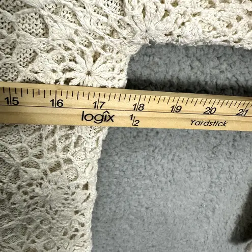 Savannah Top Womens Small Ivory Floral Crochet Silk Cotton Boho Cottagecore Vtg