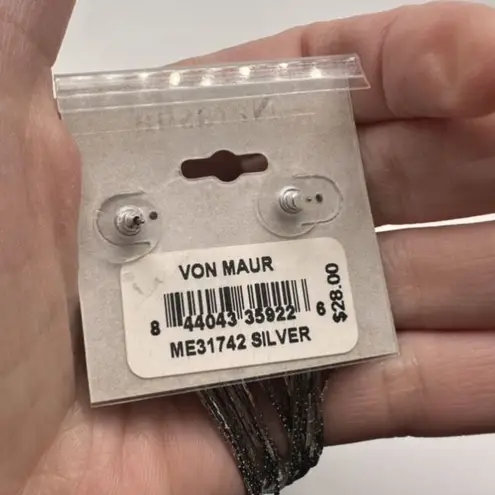 NWT Natasha Silver Tone Fringe Dangle & Pave Rhinestone Earrings Cocktail