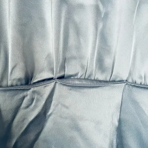 Nanushka Siwa Dress Wrap Long Sleeve Satin Light Blue Size Medium