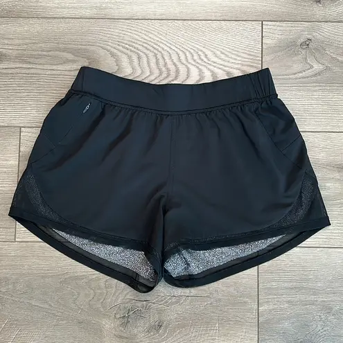 Lululemon  Two With One Short Reversible 3" Black/Sea Spray Alpine White Size 6