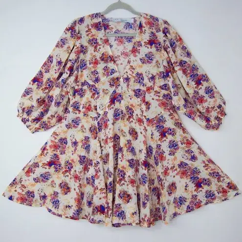 IRO NEW Paris galary silk blend floral print fit and flare dress, French 38