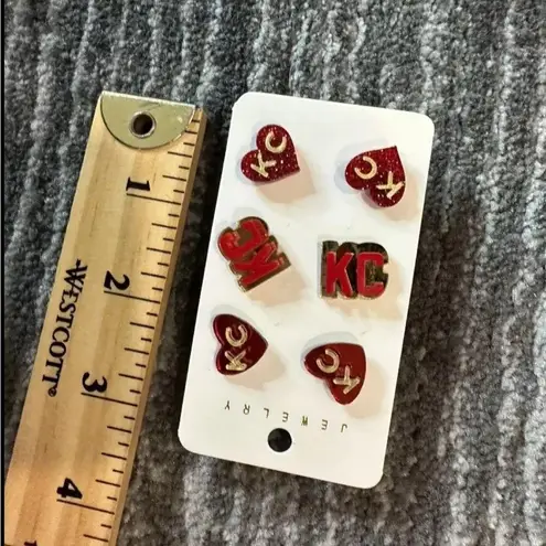Kansas City Chiefs Earrings NFL Football Travis Game Day KC Jewelry 3 Pairs New Red