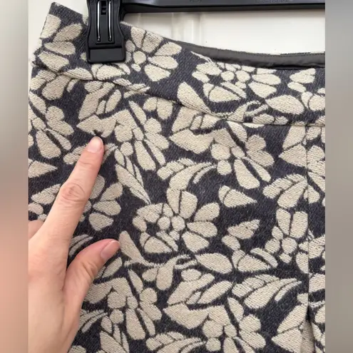 Boden Wool Blend Mini Skirt Women's 10R Gray Cream Floral Pleated Front Lined Size 10