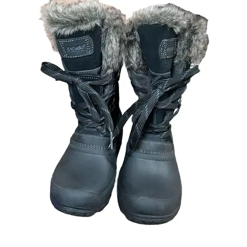 Khombu Slope Winter Boots Women's Ladies Size 11 Waterproof Suede Faux Fur Black