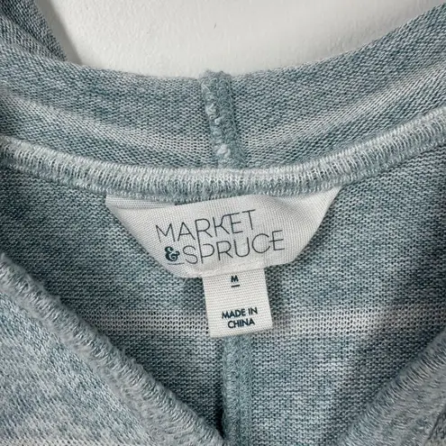 Market & Spruce Top Women M Blue White Stripe Light Weight Beach Coastal Hood Size M