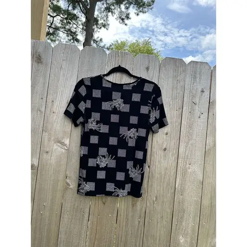 Jaclyn Smith Vintage Womens Blouse Slinky Knit No Iron Travel Size Small Black