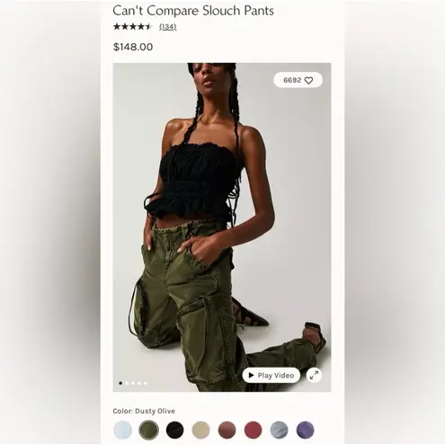 Free People WE THE  Can't Compare Slouch Pants Dusty Olive Green Cargo Pants Sz L