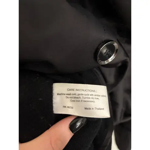 Gallery Coat Womens Medium Trench Double-Breasted Black Belted Zip Pockets