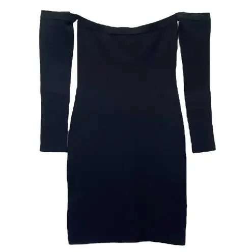 L'Agence L’Agence Felicia Black Knit Off The Shoulder Fitted Bodycon Dress Size XXS