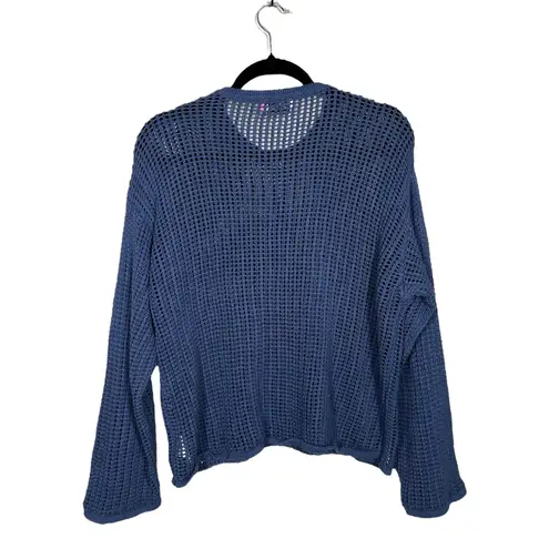Edikted Blue Star Knit Sweater Crochet Open Weave Women's Top Boho Indie Medium - Image 3