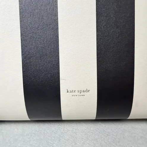 Kate Spade Molly Large Tote Bag Black White Stripes with Pink Interior