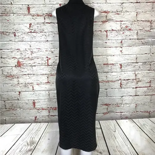 Equipment Femme Tegan Dress S P 100% Silk Black Chevron Sleeveless Button Front
