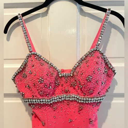 Wow Couture WOW! Pink Beaded Pageant Prom Dress Gown Sleeveless Size 2