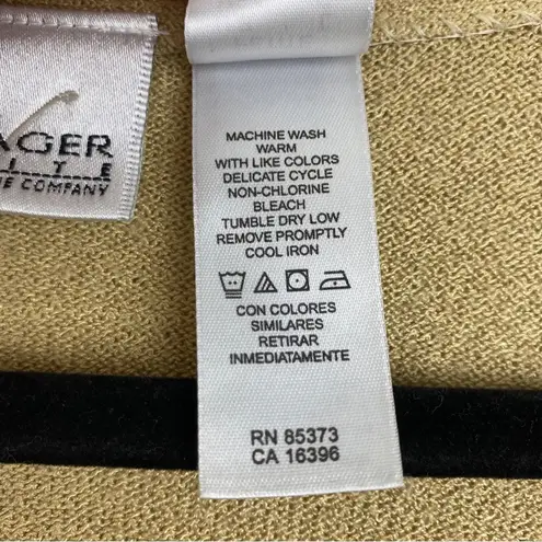 Villager Liz Claiborne Tan V-neck Knit Cardigan Pink Floral Embroidery L Petite