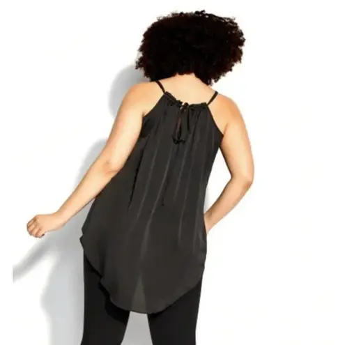 City Chic Gabriella Black Sleeveless High Neck Blouse Size 18 NWT