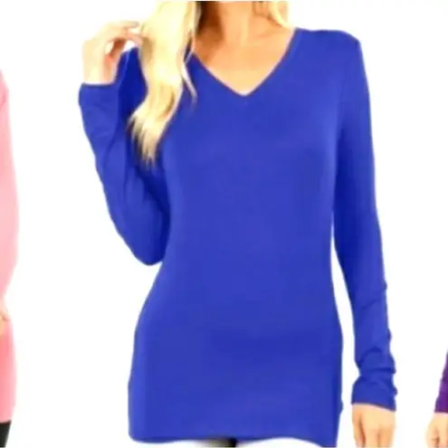 Zenana Outfitters NWT Signature Royal Blue Long Sleeve Tee 1X
