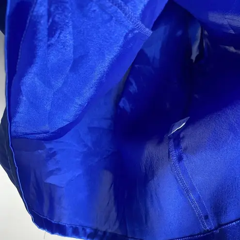 Inner Most Vintage Blue Satin Polyester Blouse Pajama Top Sleep Shirt Size Med