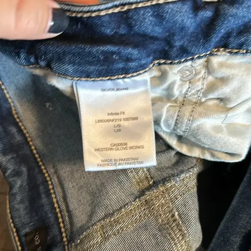 Silver Jeans Womens 29 Infinite Fit High Rise Distressed Skinny Jeans Denim