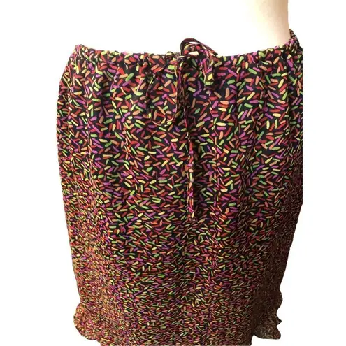 Allison Taylor Vintage pure silk fully lined flutter ruffle hem abstract print s