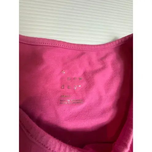 New Day Womens Top Size Small Pink Puff Short Sleeve Crew Neck T