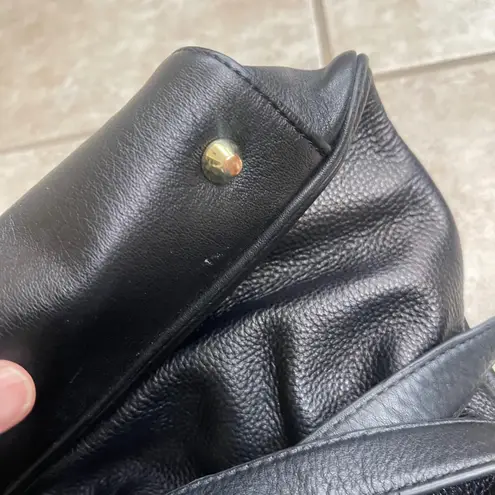 Boston Proper Black Leather Shoulder Bag Gold Chain Detail Tassel Hobo Purse - Image 13