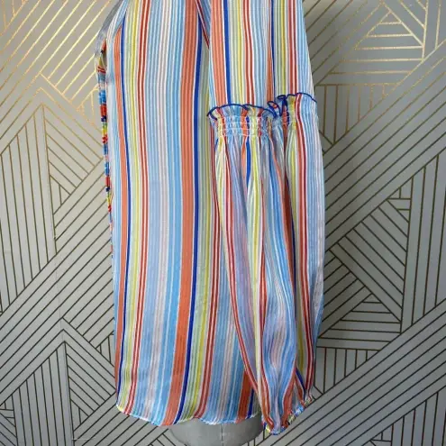 Tanya Taylor Illa Silk Blouse Summer Stripe Print