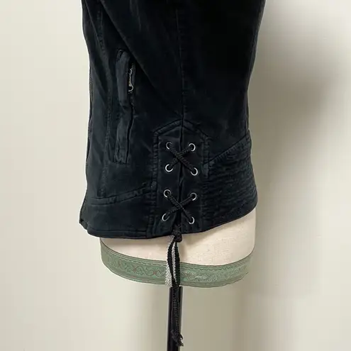 BNCI Velveteen Asymmetrical Motorcycle Corset Ties Black