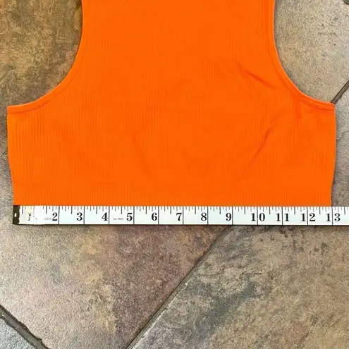 Women’s Flex Rib Crop Top Matching Shorts Set Medium Orange