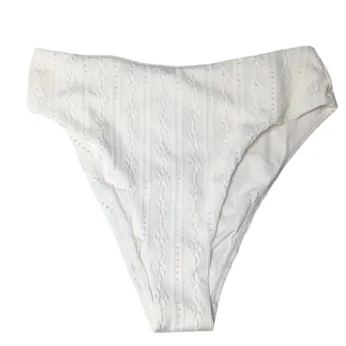 ANDIE NWT Swim The 90s High Waisted Eyelet Embroidered Bikini Bottom L Coconut