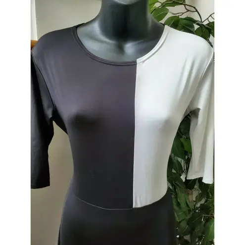 Boutique Body Women White & Black Polyester Short Sleeve Round Neck Jumpsuits L Size L