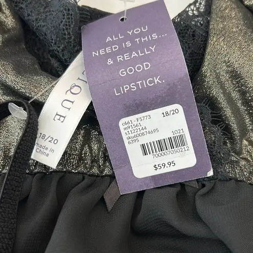 Cacique Foil Lace Strappy No-Wire Babydoll NWT Size 18/20 2 Piece Set