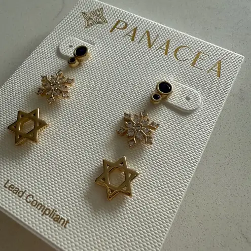 Panacea Set of 3 Chanukah/Hanukkah Holiday Stud Earrings