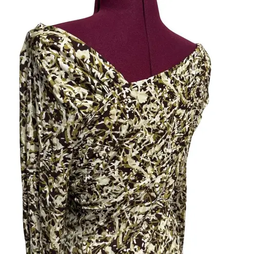 SOFT JOIE Cersei Long Sleeve Asymmetrical Wrap Top Knit Brown Blouse NWT Large