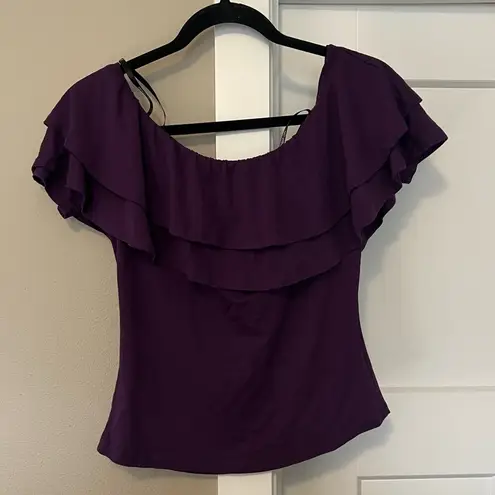 Sweet Wanderer Purple Ruffled Flutter Sleeve Blouse