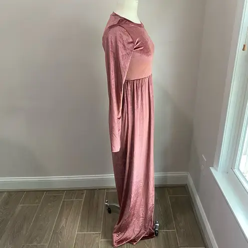 Pink Blush Maeve Pink Velvet Crewneck Modest Maxi Dress Medium