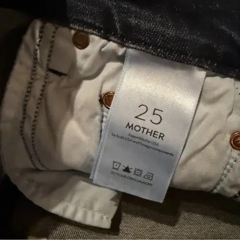 Mother Denim High Waisted Looker Jeans in Here Kitty, Kitty Glitter Racer Sz 25 Blue