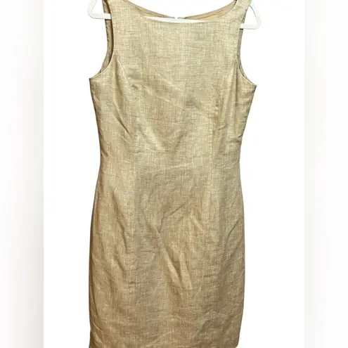 Tommy Bahama Tahari Linen Blend Sheath Dress Classic Neutral Tan Sz 10