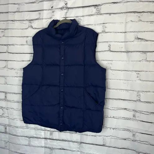 Lands’ End Violet Purple Puffer Vest Jacket Button Up Size Women’s Large Fall