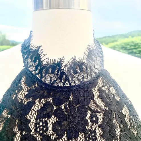 Sans Souci High Neck Black & Tan Lace Midi Dress